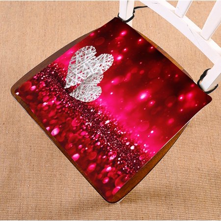ABPHQTO Two Wicker Hearts Red Sparkle Glitter Chair Pad Seat Cushion Chair Cushion Floor Cushion Two Sides Printing 16x16 Inch