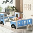 thumbnail image 2 of Blue Full Size Car-shaped Bed With Wheels - Construction Of Pine Wood And Car Design Doors Windows For Appeal Mattress Ready Slatted Rails Quick Assembly Steps From Style Simple Required, 2 of 7