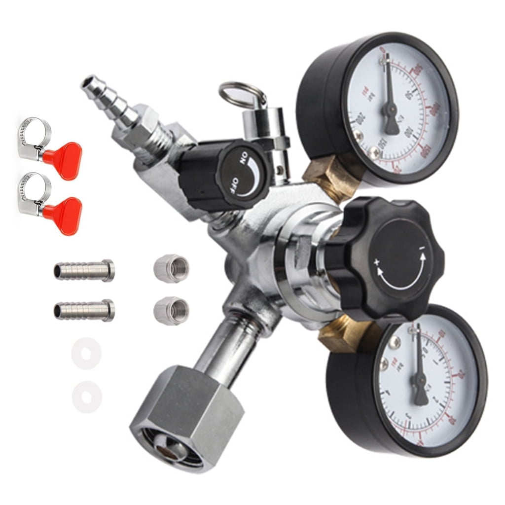 CO2 Regulator Valves 5/16in Regulator Draft Beer Machine Double Stage Carbon Dioxide Pressure Reducing Valves Stainless