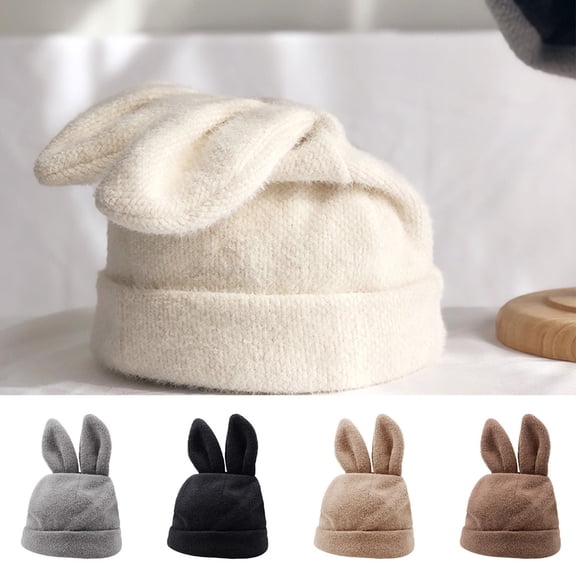 SPRING PARK Women Draping Hat Rabbit Fun Hat Autumn Winter Knitted Bunny Ears Cute Party For Women