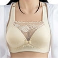thumbnail image 5 of Bigersell Nursing Bras for Breastfeeding Front Snap Closure Bras Ladies Mesh Lace Padded Bralettes Comfortable Soft Strap Sleep Bra No Underwire S-5-Beige 36, 5 of 8