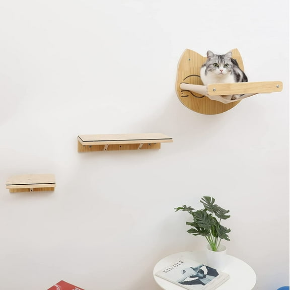 BCOH Cat Hammock Shelf Wall Mounted 3 Climbing Shelves Wall-Mounted Cat Bed & Furniture