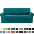 thumbnail image 3 of CHUN YI Sofa Cover with Separate Cushion Slipcover Stretch Checks (Sofa, Teal), 3 of 7