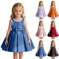 thumbnail image 5 of Dresses for Girls Bow Detail Sleeveless Crewneck Party Evening Dress Elegant Adorable Special Kids Overall Dress Size 100, 5 of 9