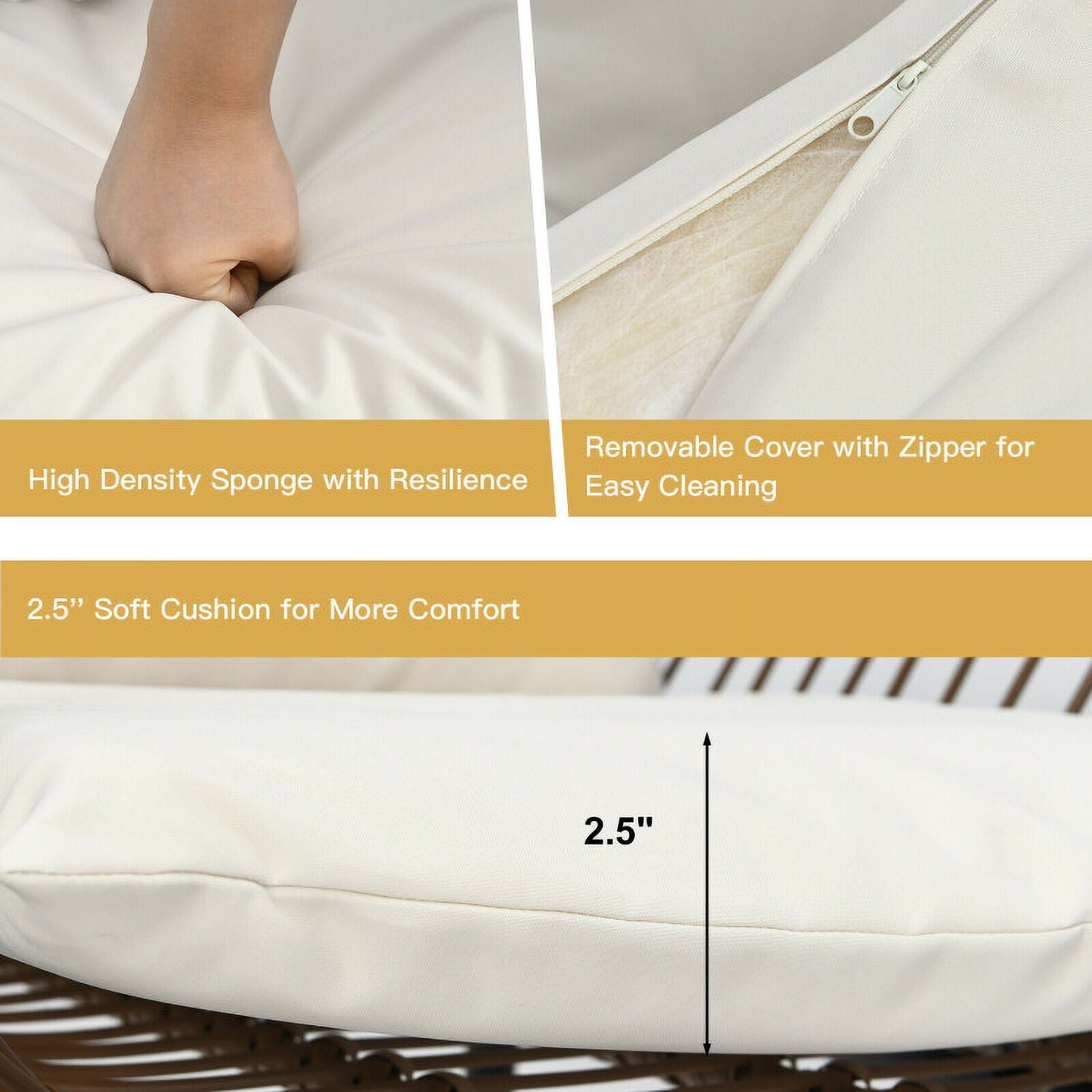 Aimee Lii 3 Pieces Patio Rattan Bistro Set Cushioned Chair Glass Table Deck, Outdoor Patio Furniture, White Aimee Lii 3 Pieces Patio Rattan Bistro Set Cushioned Chair Glass Table Deck, Outdoor Patio Furniture, White
