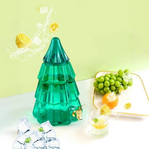 1 Pcs Christmas Tree PVC Drink Dispenser for Parties Beverage 5 Gallon Clear Liquor Dispenser with Spigot for Xmas Party, Home Bars, Water, Lemonade, Juice(Green)
