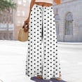 thumbnail image 2 of Danhjin Women's Polka Dot Pants Wide Leg High Elastic Waist with Drawstring Print Fashion Flowy Palazzo Loose Vacation Trousers, 2 of 6