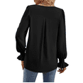 thumbnail image 2 of SOMER Blouses for Women Dressy Casual Ruffle Chiffon Long Sleeve Tops V Neck Loose Chiffon Work Blouse with Smocked Cuffs 2025, 2 of 6