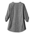 thumbnail image 6 of Warop Women's Plaid Elegant V Neck 3/4 Sleeve Button Down Blouse Shirt with Sleeve Tab for Office Work Daily Wear, 6 of 9