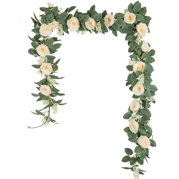 10m / rouleau Rose Perles Fil de Perles Artificielles Garland String Briy  Décoration de mariage (blanc)