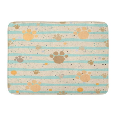 GODPOK Cute Pattern with Golden Dog Paws with Pastel Blue Stripes on Beige with Tiny Dots Design Great for Wall Rug Doormat Bath Mat 23.6x15.7