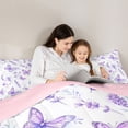 thumbnail image 7 of Erosebridal Purple Floral Lavender 7-Piece Bedding Comforter Set,Cute Butterfly Flying Animals King Bedding Sets For Girly,Reversible, 7 of 7