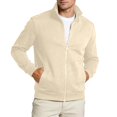 thumbnail image 2 of Mens Zip Up Sweatshirt Long Sleeve Stand Collar Plain Casual Jacket with Pockets Fall Winter Outerwear, 2 of 7