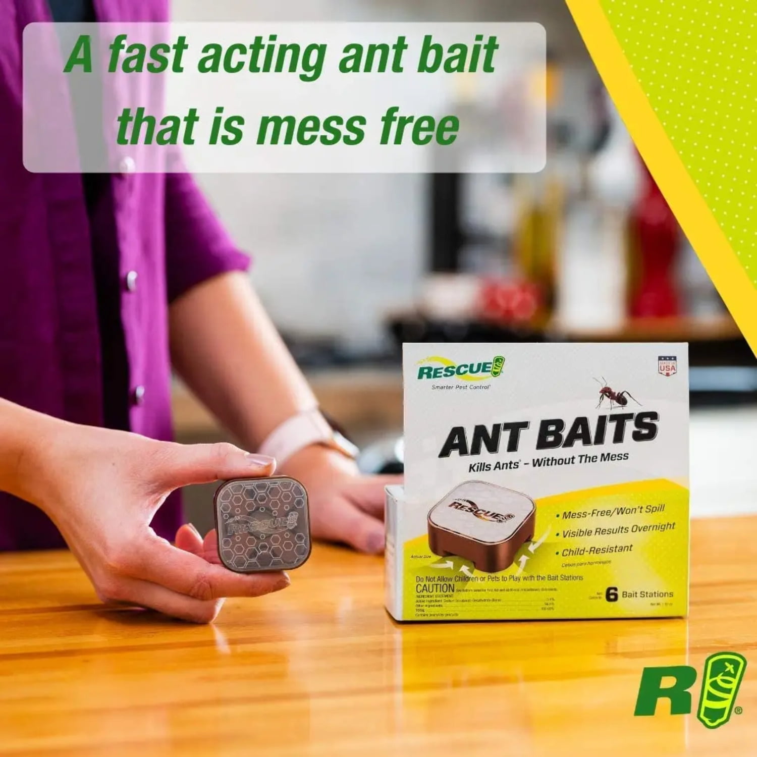 RESCUE! Indoor Ant Killer Child Resistant Bait Stations, 4 Pack