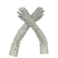 thumbnail image 5 of BWASD Womens Sparkly Gloves Long Gloves Elbow Length Sequins Elastic Glitter Bling Performance Gloves Fashion Dress Up Rave Party Silver, 5 of 5