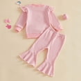 thumbnail image 5 of WUANDIXFA Toddler Girl Outfit I LOVE MY MOMMY/DADDY Short Sleeve T-Shirts Flared Pants Little Girl Summer Clothes (Pink, 6-12 Months), 5 of 9