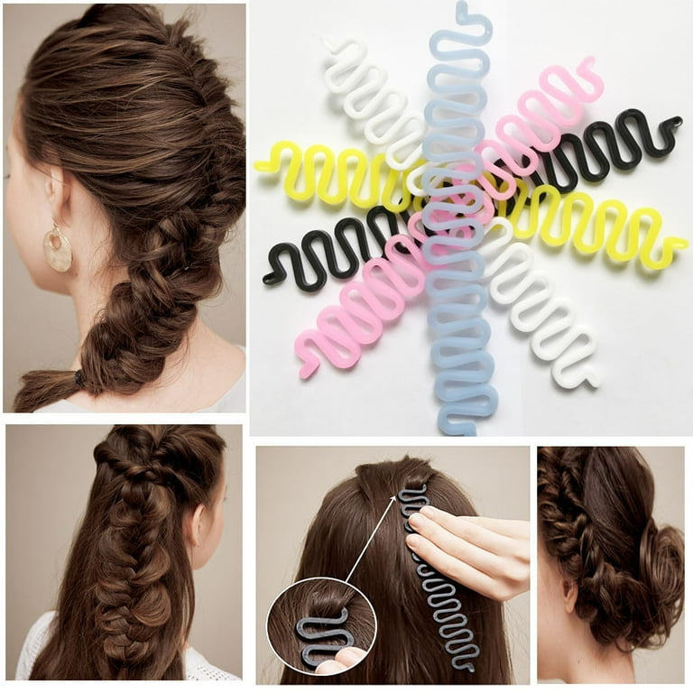 2 Pairs Hair Tail Tools, Hair Braid Accessories,French Braid Tool Loop for Hair Styling, 2 Pcs, 2 Colors