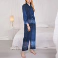 thumbnail image 3 of Fotbe Retro Blue Glitter Conjunto de Pijama de Manga Larga para Mujer con Estampado, Ropa de Dormir de 2 Piezas, Conjunto de Casa Suave y Cómodo con Bolsillos-Medium, 3 of 7