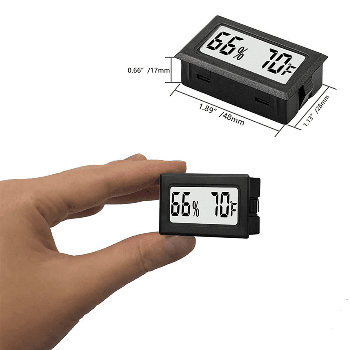 2X Mini Small Digital Hygrometer Thermometer Indoor with Temp Humidity Sensor Monitor Fahrenheit (℉) for Jars,Humidor,12 x thermometer,black