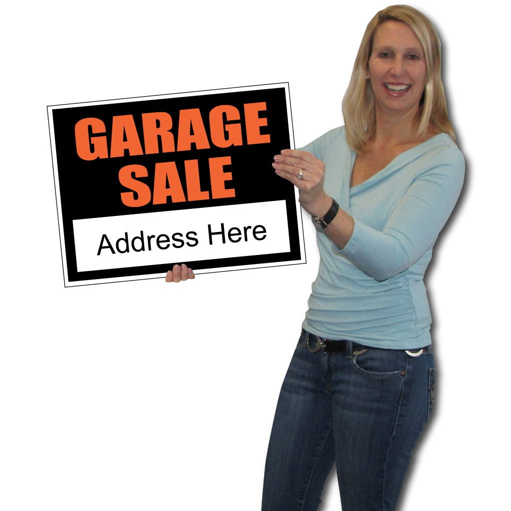 Garage Sale Sign Set, 18 inches x 24 inches Signs with Arrows and Sign Stakes 12453