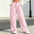 thumbnail image 2 of AHTJRT Drawstring Pants for Girls Boys Casual Lightweight Elastic Waist Trousers with Pockets Summer Outdoor Camping Hiking Fishing Bottoms Pink 14-15 Years, 2 of 6