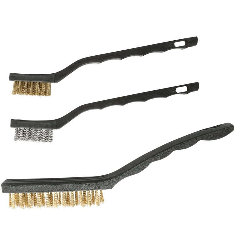 Hyper Tough 3-Piece Wire Brush Set for Utility Cleaning, Brass and  Stainless Steel Brushes 