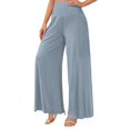 thumbnail image 6 of Palazzo Pants for Women Striped Casual High Waisted Wide Leg Trousers Elastic Waist Stylish Long Beach Travel Pants for Daily Wear, 6 of 6
