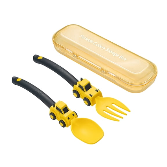 3PCS-Kids Tableware Set, Car-Shaped Fork and Spoon Set, Toddler Tableware Set, Home Tableware Supplies, Adorable baby Tableware （Includes fork, spoon, and storage box）