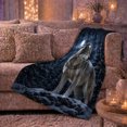 thumbnail image 5 of Gray Wolf Moonlit Snowy Forest Serene Photorealistic Style, Peaceful Mountain Lake Scene, Warm Flannel Blanket for Cabin and Lodge, Outdoor Lovers Friendship Gift, Festive Home Decor, 5 of 7