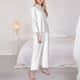 thumbnail image 3 of Fotbe White Conjunto de Pijama de Manga Larga para Mujer con Estampado, Ropa de Dormir de 2 Piezas, Conjunto de Casa Suave y Cómodo con Bolsillos-Large, 3 of 7