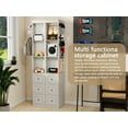 thumbnail image 3 of FFZ 73" Tall Slim Storage Cabinet 3-Tier Media 3 Drawers 2 Hooks Bookcase Display Antique White, 3 of 8