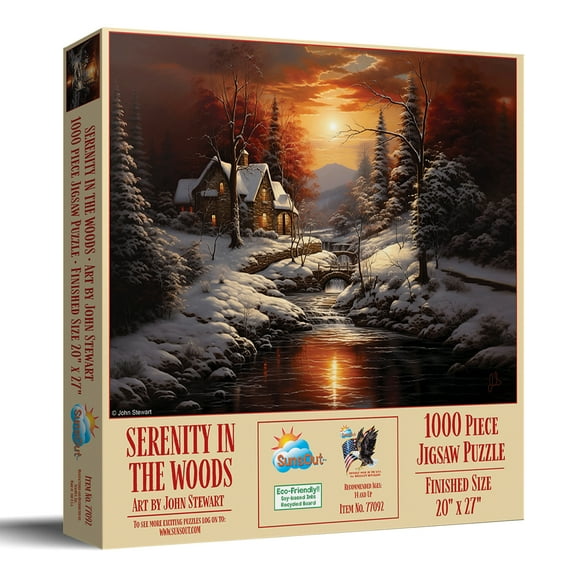 SUNSOUT INC - Serenity in the Woods - 1000 pc Jigsaw Puzzle by Artist: John Stewart - Finished Size 20" x 27" - MPN# 77092