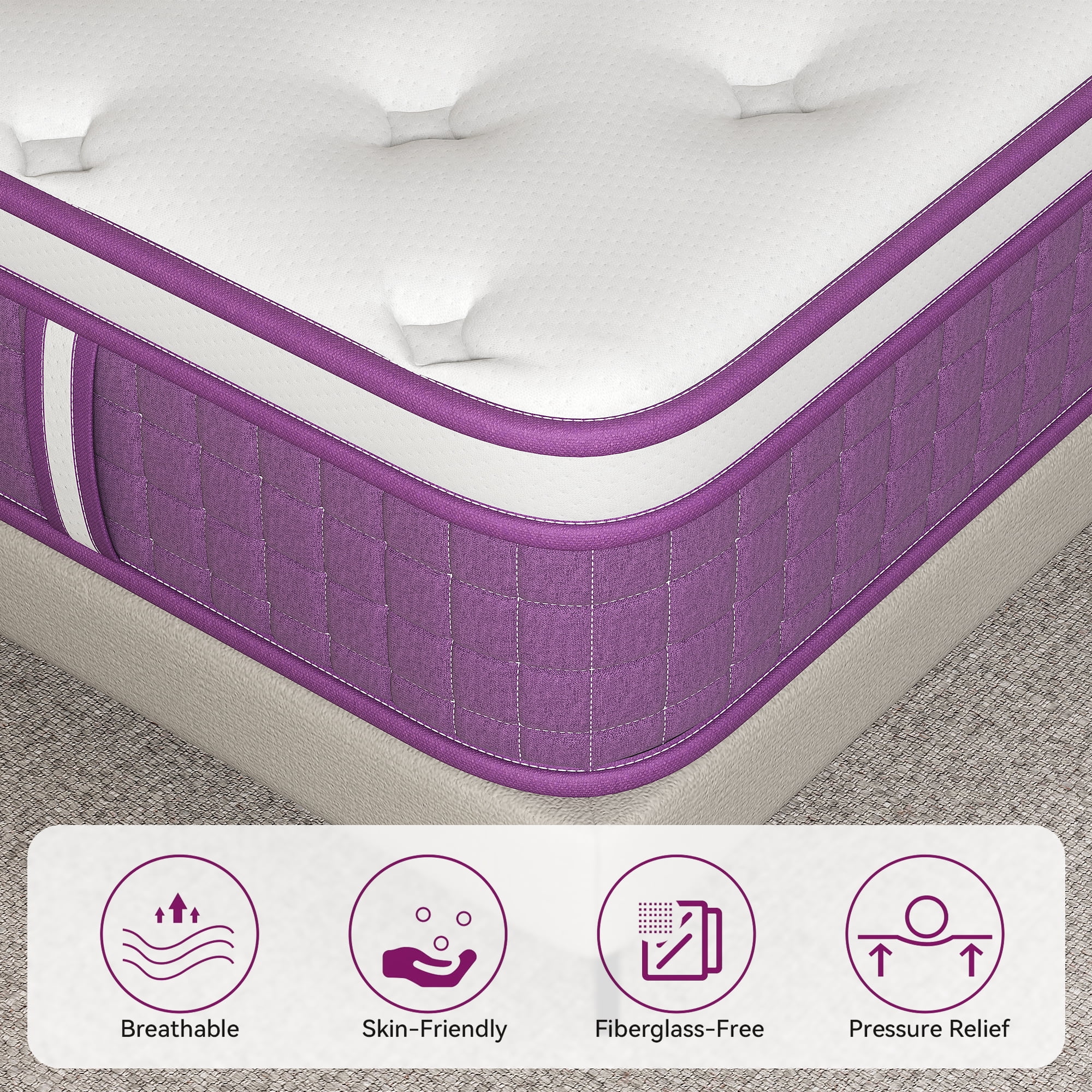 Sailvan King Size Mattress, 12 inch King Mattress in a Box, Bed Mattress With Memory Foam & Pocket Spring, Medium Firmness, Edge Support, Pressure Relief
