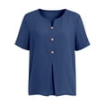 thumbnail image 5 of Womens Short Sleeve Tops Button Down Shirt Soft Solid Color Summer Daily Wear Navy S, 5 of 6