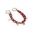thumbnail image 2 of No Boundaries Women's Braided Cord Swag Chain Bag Charm, Pink and Red, 2 of 3