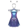 thumbnail image 4 of Aislor Women's Alien Astronaut Shiny Metallic A-line Dress with Headband Halloween Cosplay Blue 3XL, 4 of 7