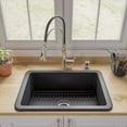 thumbnail image 2 of Black Matte 27" x 18" Fireclay Undermount / Drop In Firelcay Kitchen Sink, 2 of 11