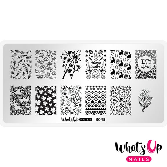 Whats Up Nails B045 Sprung On Spring Metal Stamping Plate Easter Nail Art Design