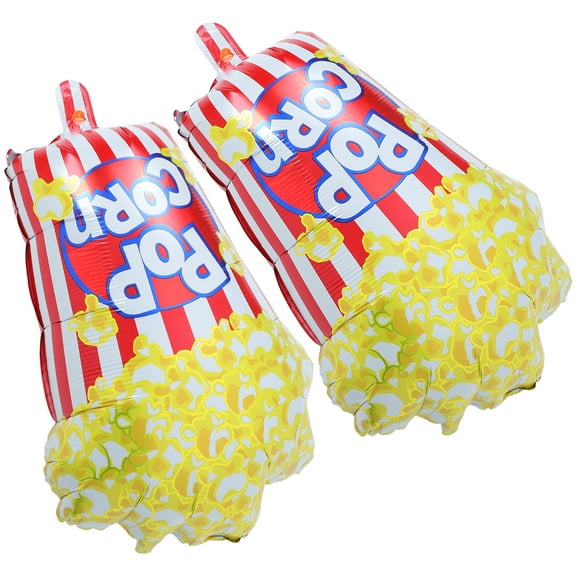KONTONTY 2Pcs Multi Color Foil Popcorn Balloon for Movie Theater Themed Party Decorations