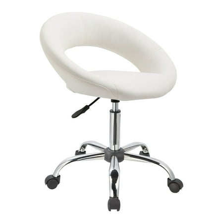 Duhome Home office Desk Chair Work Stool Crescent Adjustable Swivel Task Chair on Wheels (White)