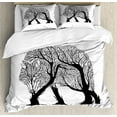 thumbnail image 1 of Branches Duvet Cover Set Queen Size, Monochrome Graphic of Woods with Trees in Wind Nature Concept Print, Decorative 3 Piece Bedding Set with 2 Pillow Shams, Charcoal Grey and White, by Ambesonne, 1 of 3