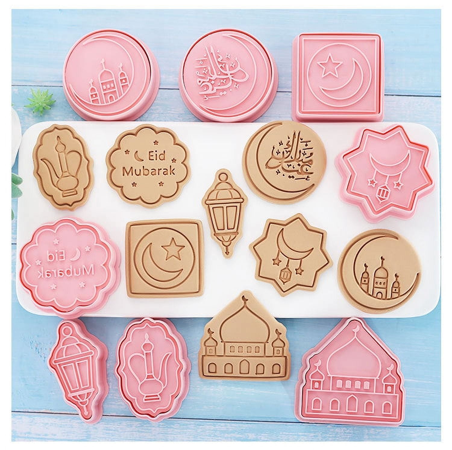 Aurasky 8pcs Emporte Piece Eid Mubarak, Emporte Pièce Ramadan 3D Fondants  Bricolage, Biscuit Gâteaux Moule, Cookie Cutter I'Aaïd Mubarak Mold Ramadan