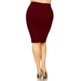 thumbnail image 3 of Women's Solid Casual Elastic Waistband Stretchy Office Knee Length Midi Pencil Skirt S-3XL, 3 of 4