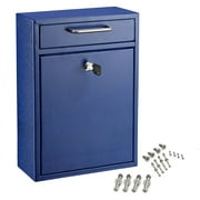 AdirOffice Large Wall Mounted Drop Box with Suggestion Cards Key Lock Blue (631-04-BLU)