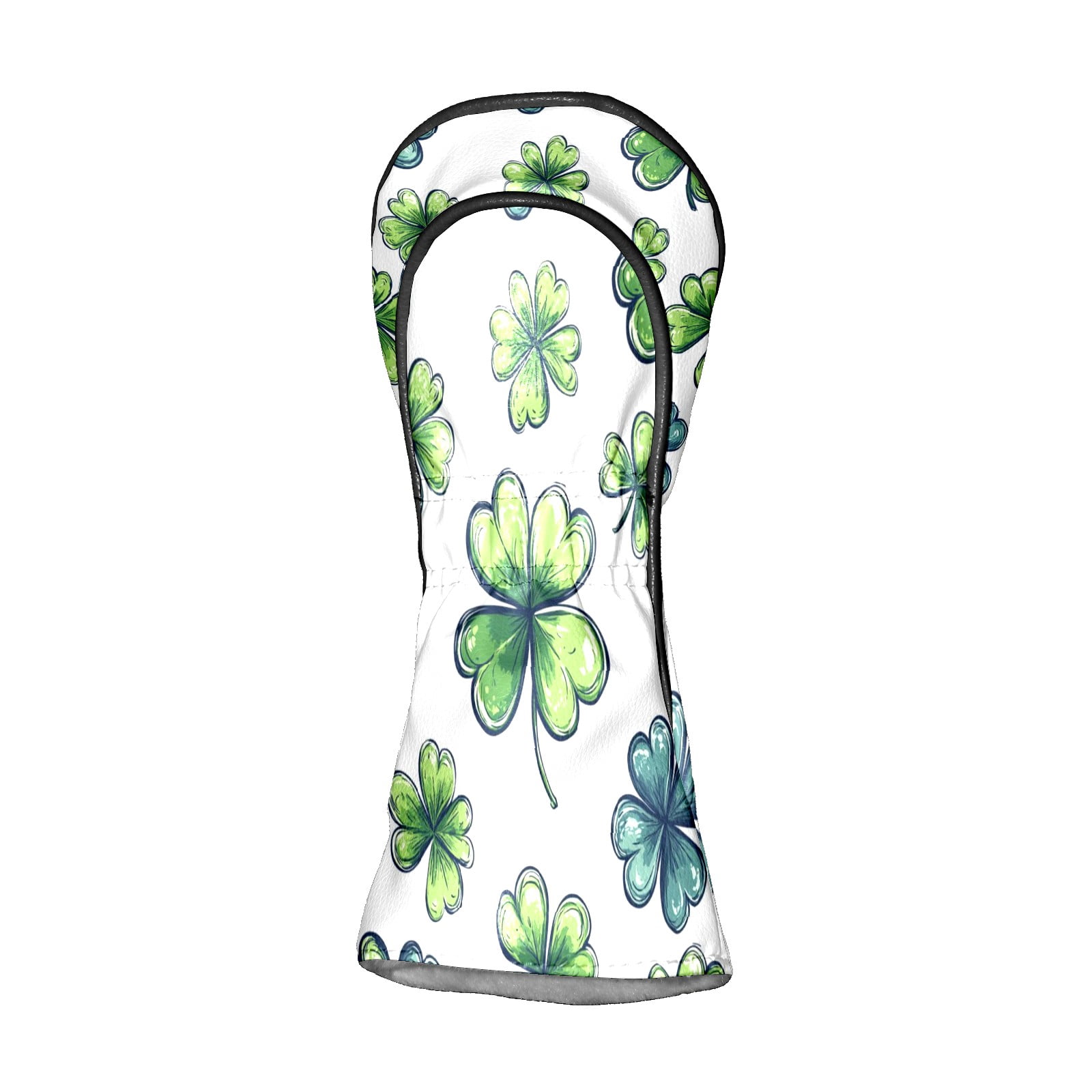 Golf Club Covers PU Leather Waterproof Head Covers for Fairway Woods Hybrids Four-leaf Clover Pattern Unisex Fits Most Brands