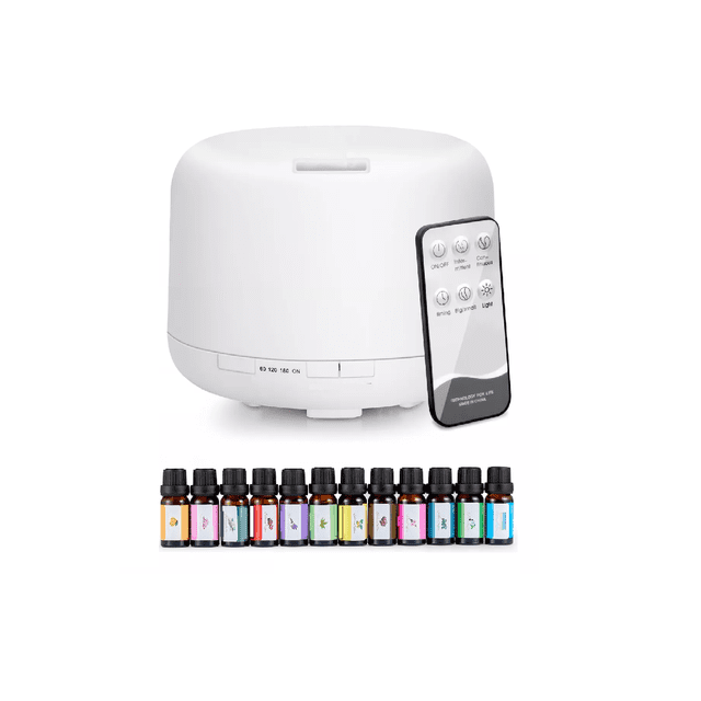 Difusor De Aceite Esenciales Aromaterapia 500 ml Alexa Blanco 6 aceites