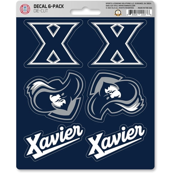 Xavier University Musketeers 6-Piece Decal Sticker Set, 5x6 Inch Sheet, Gift for football fans for any hard surfaces around home, automotive, personal items