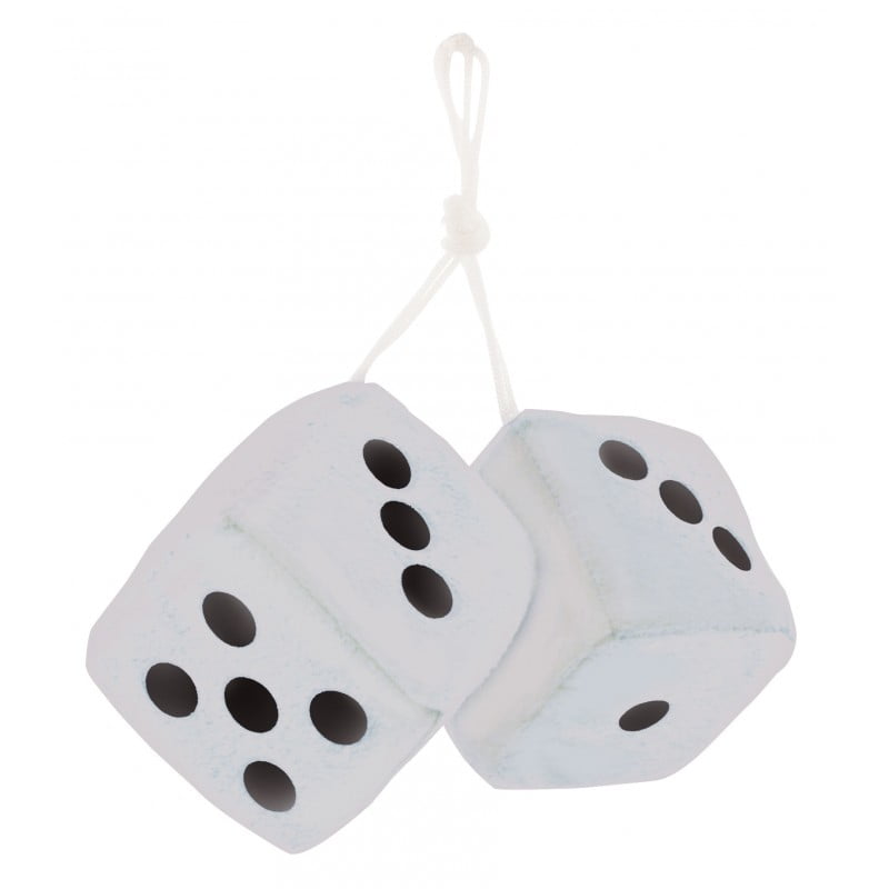 3" Fuzzy Dice White with Black Dots