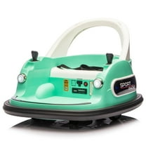 12V Electric Ride On Bumper Car for Toddlers, 360 Degree Spin Ride-On Toy with Parent Remote, Dual Joysticks, LED Lights, Music and Safety Belt, Blue-Green