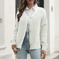 thumbnail image 2 of Lilgiuy Women's Casual Solid Color Button Loose Knit Top Long Sleeve Cardigan Sweater V-Neck Sweater,White,4(S) Winter Fashion 2022, 2 of 4